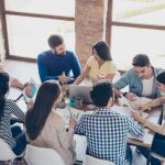 Team Building Concept. Close Up Of Meeting Of Colleagues, All Of
