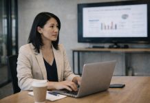 Trabajadora de impulsa en oficina