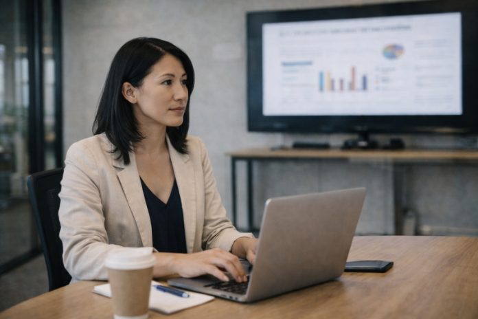 Trabajadora de impulsa en oficina