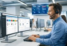 Software de call center + CRM en Chile: cómo unificar atención y ventas sin caos Profesional en oficina