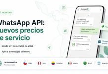 Este es el precio oficial de WhatsApp API para mensajes de servicio desde 1 octubre 2026