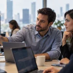 Equipo comercial revisando automatizaciones con inteligencia artificial y métricas de eficiencia