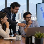 Equipo de marketing B2B analizando conversaciones de IA y resultados de campaña en Chile