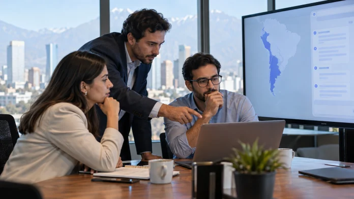 Equipo de marketing B2B analizando conversaciones de IA y resultados de campaña en Chile