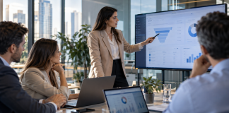 Equipo comercial revisando un CRM con automatizaciones e inteligencia artificial en una pantalla